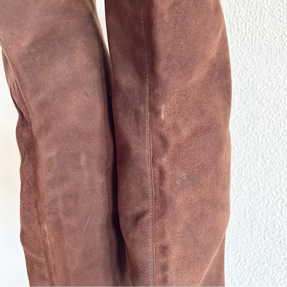Manolo Blahnik Brown Suede Scalloped Over-the-Knee Boots EU 37 US 7 - Picture 8 of 11